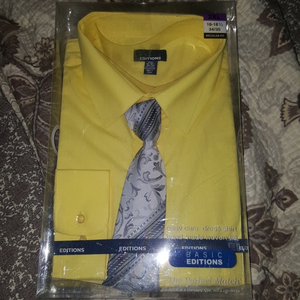 Basic Editions Long Sleeve Dress Shirt with Tie